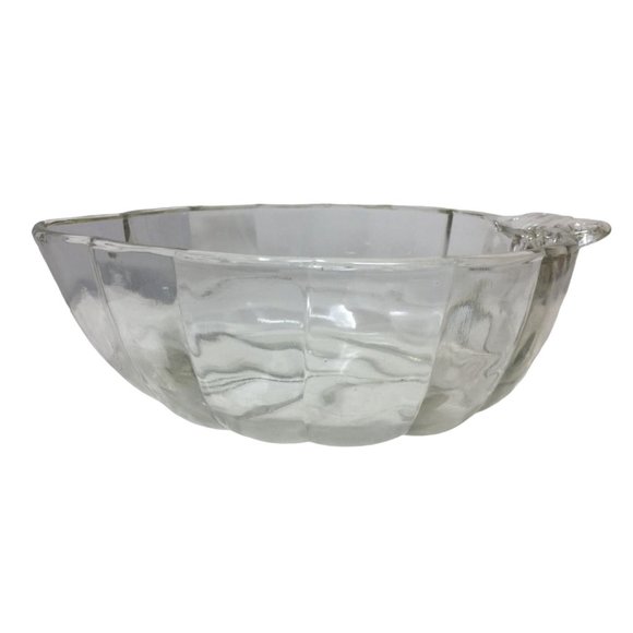 Pretty Leaf Shaped Crystal Serving Dish Prism Effect cut Bottom Ridges - Picture 2 of 7
